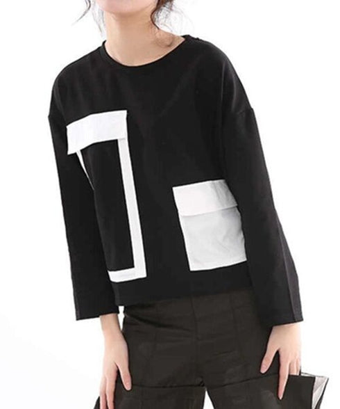 Geometric Panel Graphic Long Sleeve Top